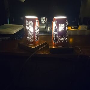 Coca-Cola Can Nightlights Handmade Set of Two 1928-1996 Collectable Cans.